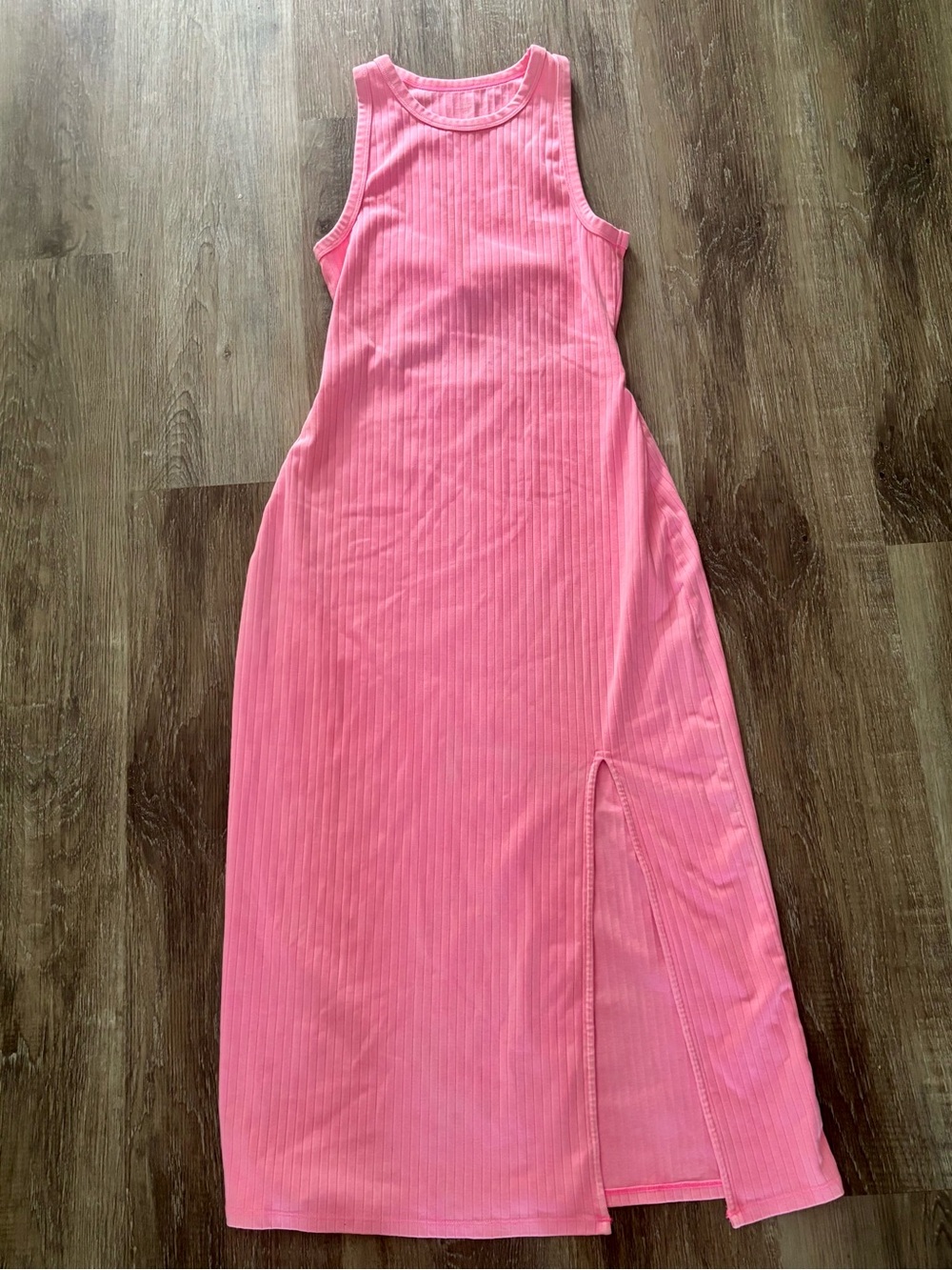 aerie Pink Ribbed body con Tank Maxi Dress with Side Slit small